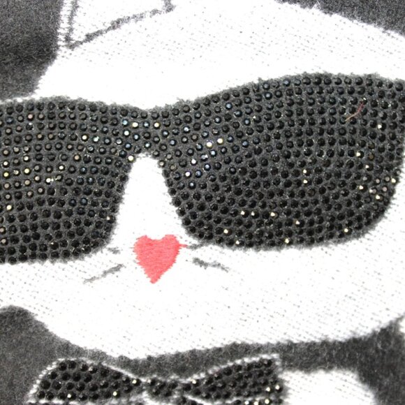 Karl Lagerfeld Paris Beanie & Scarf Gift Set Black C’est Moi Cat Rhinestone NIB main image 4
